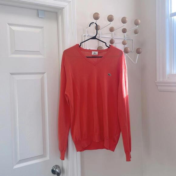 Lacoste - Classic V Neck Pullover Sweater - Orange - L